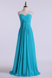 2024 Prom Dresses A Line Floor Length Sweetheart Chiffon With Ruffles
