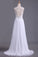 2024 A Line Scoop Prom Dresses Beaded Bodice Floor-Length Chiffon Open Back