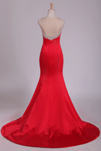 Load image into Gallery viewer, 2024 New Arrival Scoop Prom Dresses Mermaid Satin With Beading