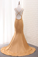 Load image into Gallery viewer, 2024 Mermaid Spaghetti Straps Evening Dresses Stretch Satin Sweep Train