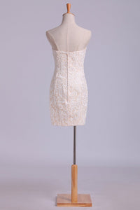 2024 Lace Prom Dress Sweetheart Column Short/Mini