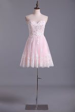 Load image into Gallery viewer, 2024 Sweetheart A-Line Homecoming Dresses Tulle With Applique &amp; Beads