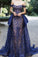 2023 Luxurious Mermaid Off The Shoulder Prom Dresses Lace Sweep Train