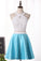 2024 Two-Piece Homecoming Dresses Halter A Line Short/Mini Satin With Beads