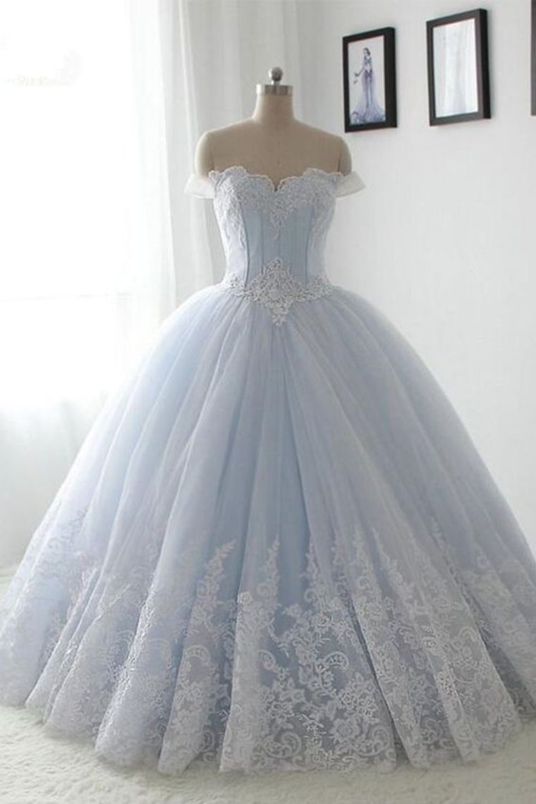 2023 Quinceanera Dresses Ball Gown Off The Shoulder Tulle With Applique