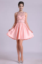 Load image into Gallery viewer, 2024 Scoop A Line Homecoming Dresses Satin Short