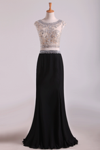 Load image into Gallery viewer, 2024 Two-Piece Scoop Column Prom Dresses Beaded Bodice Chiffon