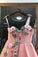 Unique A Line One Shoulder 3D Appliques Pink Tulle Long Beads Prom SRS15677