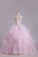 2024 Halter Ball Gown Beaded Bodice Open Back Quinceanera Dresses Organza Floor Length