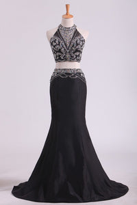 2024 Black Open Back Prom Dresses Mermaid Floor Length Satin