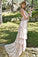 Spaghetti Tired Lace Vintage Wedding Dress with Sweep Train, Round Neck Bridal Dresses SRS15425