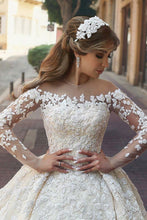 Load image into Gallery viewer, Gorgeous Beautiful Modest Lace Ball Gown Long Sleeves Wedding Dresses
