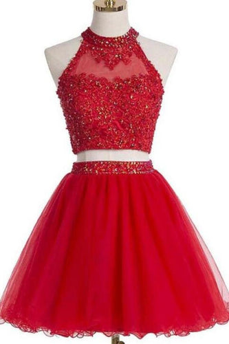 2024 Two PiecesTulle With Beading And Appliques Homecoming Dresses A Line