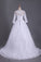2023 3/4 Length Sleeve Bateau Wedding Dresses Tulle With Applique Court Train