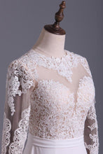 Load image into Gallery viewer, Wedding Dresses Scoop Long Sleeves With Sash Sweep Train Backless
