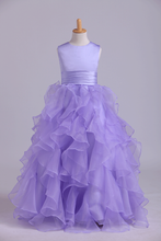 Load image into Gallery viewer, 2024 Flower Girl Dresses Ball Gown Scoop Floor Length Organza