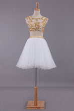 Load image into Gallery viewer, 2024 Two-Piece Scoop A Line Short/Mini Homecoming Dresses Tulle Beaded Bodice