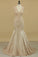 2024 V Neck Mermaid Open Back Wedding Dresses Satin With Applique Court Train