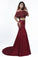 Elegant Mermaid Off the Shoulder Two Pieces Beades Burgundy Prom SRS15644