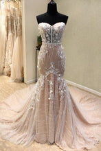 Load image into Gallery viewer, Charming Long Mermaid Sweetheart Lace Up Sheath Wedding Dresses