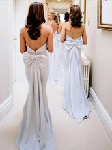 Load image into Gallery viewer, Simple Strapless Grey Satin Cheap Long Bridesmaid Dresses GD00002