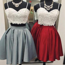 Load image into Gallery viewer, A Line Spaghetti Straps Sweetheart Lace Two Pieces Short Cocktail Homecoming Dresses RS706