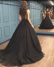 Load image into Gallery viewer, Sexy Ball Gown High Neck Black Tulle V Neck Sequins Party Dresses, Prom Dresses SRS15594