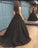 Sexy Ball Gown High Neck Black Tulle V Neck Sequins Party Dresses, Prom Dresses SRS15594