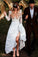 Simple Long Sleeve V Neck Chiffon Wedding Dresses, Lace V Back Beach Bridal Dresses SRS15393
