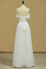 Load image into Gallery viewer, 2024 White Prom Dresses Off The Shoulder A Line Chiffon Floor Length With Ruffles