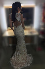 Load image into Gallery viewer, 2023 Sheath Sleeveless Open Back Mermaid Lace V-neck Sweep Train Wedding SRS10098