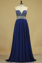 Load image into Gallery viewer, 2024 Sleeveless A Line Floor Length Prom Dresses With Shiny Rhinestone Chiffon