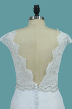 Load image into Gallery viewer, 2024 Lace Wedding Dresses Scoop With Beaded Waistline Covered Button Open Back