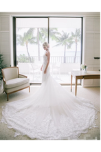 Load image into Gallery viewer, Sexy Appliqued Beach Wedding Dress With Racerback Illusion Neckline Wedding SRSPBN4L9Q7