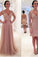 Long Sleeves V-neck Tulle Prom Dress with Detachable Train dusty pink sexy prom dress PD210187