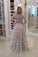 2024 Off The Shoulder Long Sleeves Lace A Line With Beads And Sash Prom Dresses