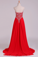 Load image into Gallery viewer, 2024 Prom Dress Sweetheart A Line Floor Length With Beads Chiffon&amp;Tulle