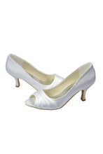 Load image into Gallery viewer, Beautiful White Peep Toe High Heel Handmade Comfy Wedding SRS11184