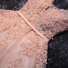 Load image into Gallery viewer, Lace Appliqued Tulle Blush Pink Short Prom Dress Sweet 16 Dress RS879