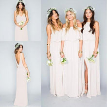 Load image into Gallery viewer, 2024 Chiffon Cheap Long Pretty Young Mint Mismatched Side Split Bridesmaid Dresses RS317