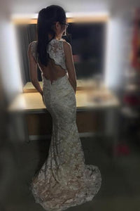 2024 Sheath Sleeveless Open Back Mermaid Lace V-neck Sweep Train Wedding Dresses RS292