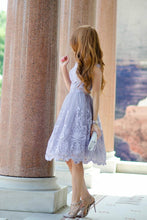 Load image into Gallery viewer, Knee Length Cap Sleeves A-Line Princess Short Lace Junior Homecoming Dress RS128