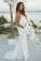 Mermaid Spaghetti Straps Sweep Train Ivory Sleeveless Lace Backless V-Neck Wedding Dress RS234