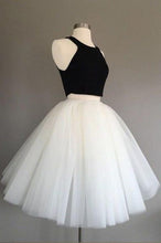 Load image into Gallery viewer, White and Black Two Pieces Tulle Cute Tutu Party Dresses Homecoming Dress RS91