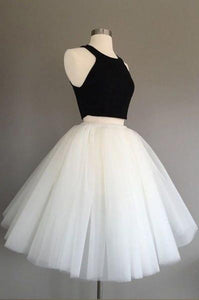 White and Black Two Pieces Tulle Cute Tutu Party Dresses Homecoming Dress RS91