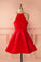 Short Straps Red Cheap Homecoming Dress for Girls Halter Prom Dress