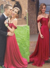 Load image into Gallery viewer, Charming A-Line Off-the-Shoulder Floor Length Red Prom/Evening Dress with Ruched RS866
