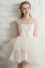 Load image into Gallery viewer, Scoop Neck Lace Tulle Bowknot Organza Lace up Short Prom Dress Homecoming Dresses RS941