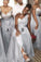 A Line Sweetheart Grey Beading One Shoulder Bridesmaid Dresses RS282