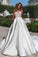 Satin Neckline A-line Open Back Lace Wedding Dress With Pockets Lace Appliques RS497